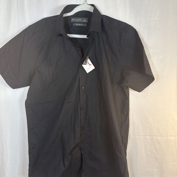 Men’s Primark Black Short Sleeve Button Down Shirt Size Large NWT - Picture 4 of 12